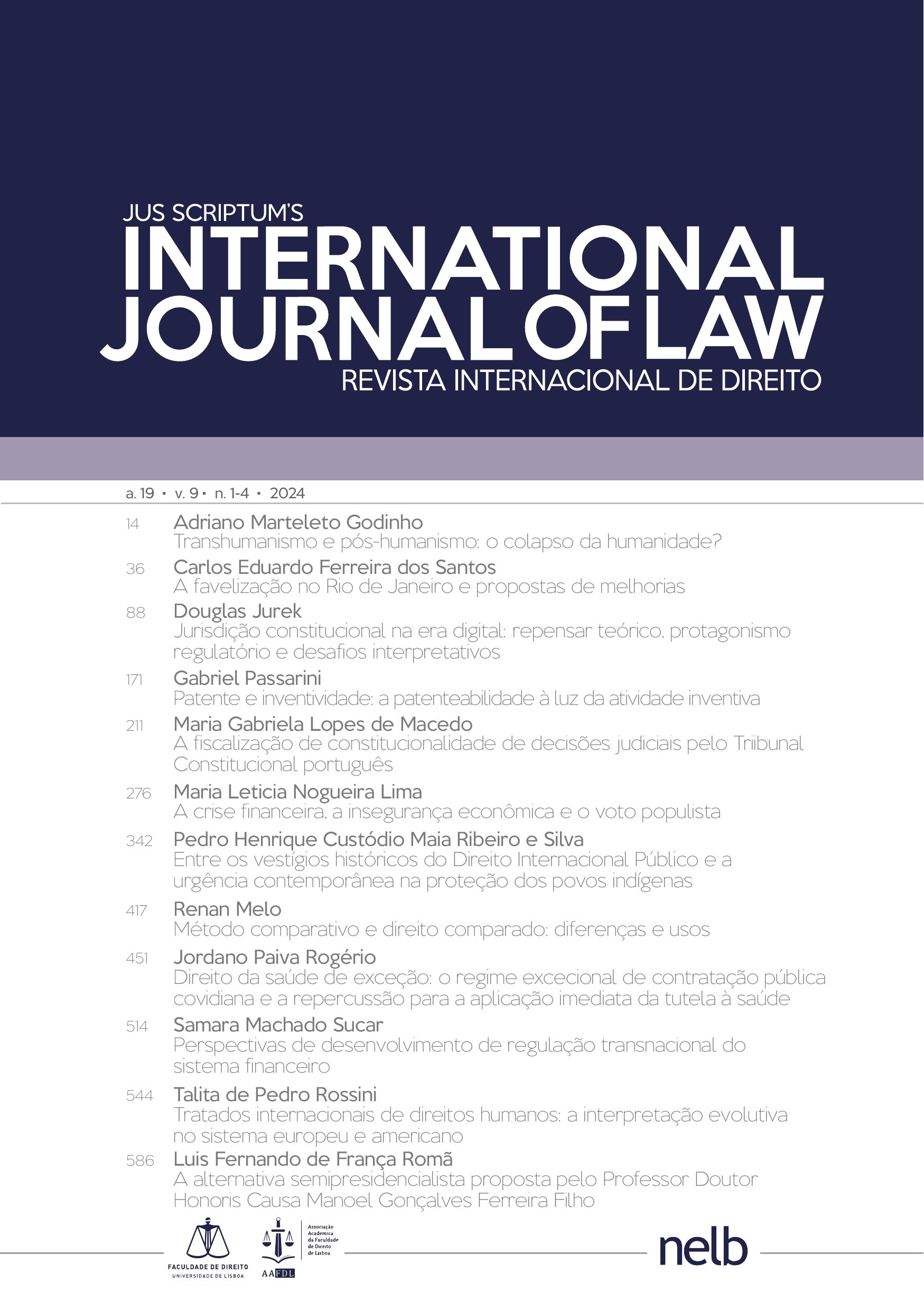 Visualizar v. 9 n. 1-4 (19): Jus Scriptum’s International Journal of Law
